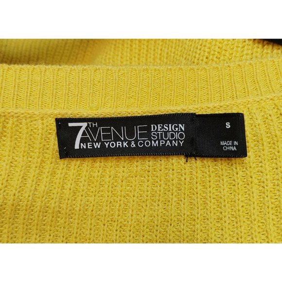 NEW YORK & CO Womens S Knit Yellow 7th Avenue Design Studio Scoop Neck Sweater - Picture 3 of 4